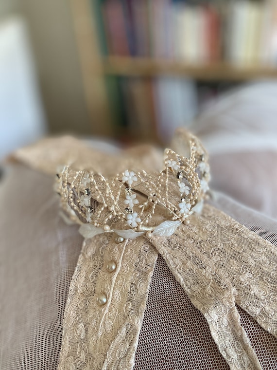 French 1910s bridal crown, antique French wedding… - image 1