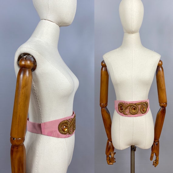 1920s Art Deco French vintage silk belt encrusted… - image 5