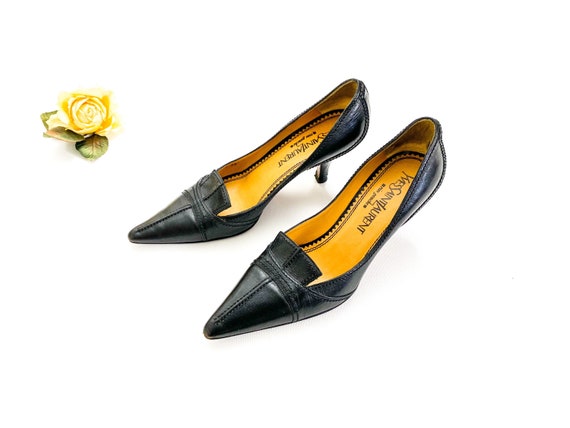 YVES SAINT LAURENT zwart pumps lage hak spike teen vintage - Etsy Nederland