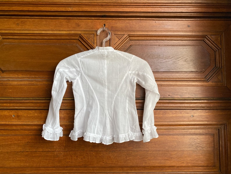 1900's girls blouse, French antique muslin blouse age 5 6 years zdjęcie 4