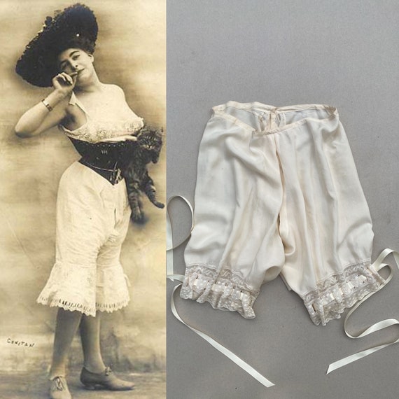 Antique Silk Bloomers, Vintage Split Crotch Knickers From France
