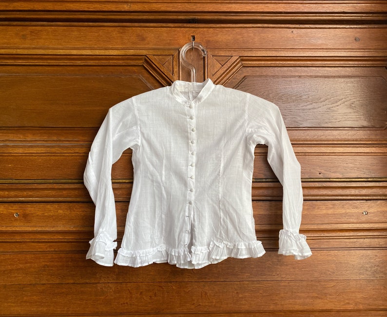 1900's girls blouse, French antique muslin blouse age 5 6 years zdjęcie 1