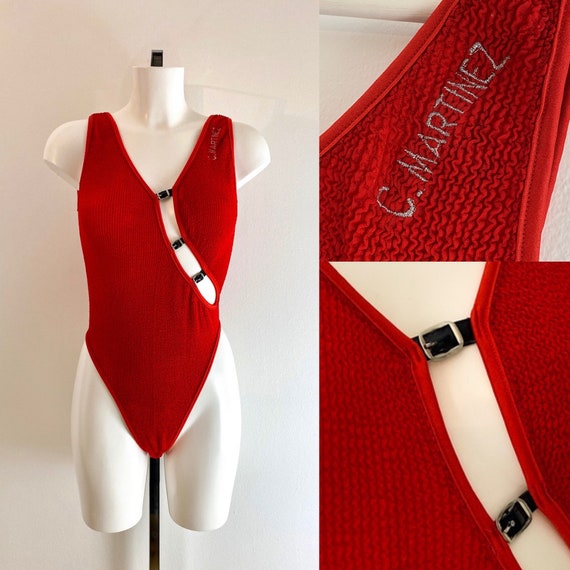 Vintage high hip thong one piece swimsuit, sexy hi