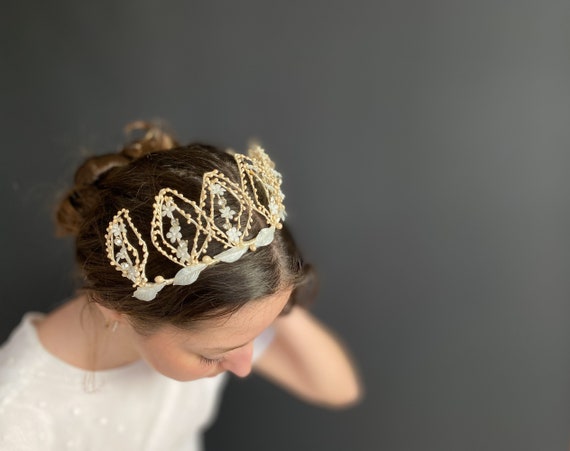 French 1910s bridal crown, antique French wedding… - image 4