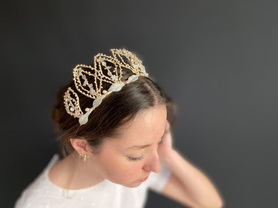 French 1910s bridal crown, antique French wedding… - image 2