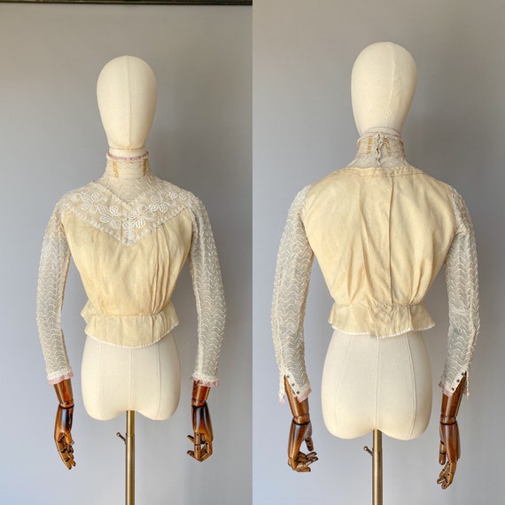 Exquisite 1900s Edwardian blouse, silk lace bodic… - image 2