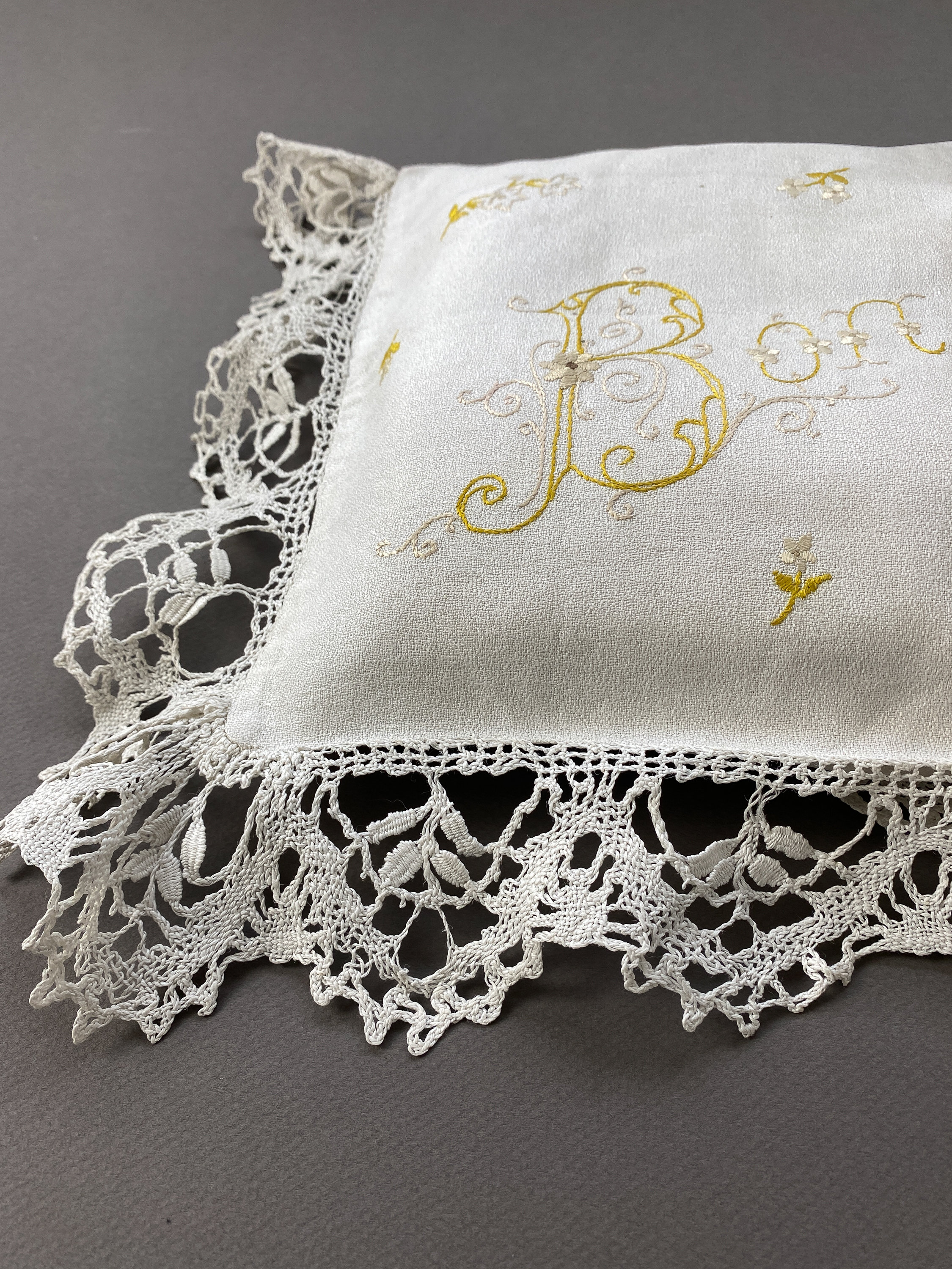 Antique Embroidered Lingerie Storage Pouch, Victorian Lace