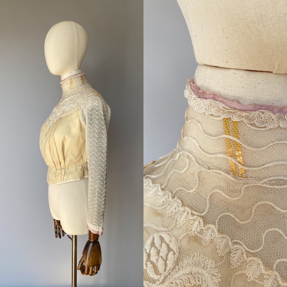 Exquisite 1900s Edwardian blouse, silk lace bodic… - image 3