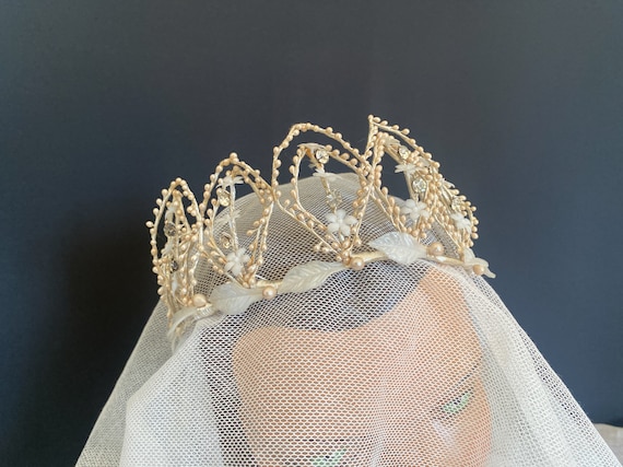 French 1910s bridal crown, antique French wedding… - image 7
