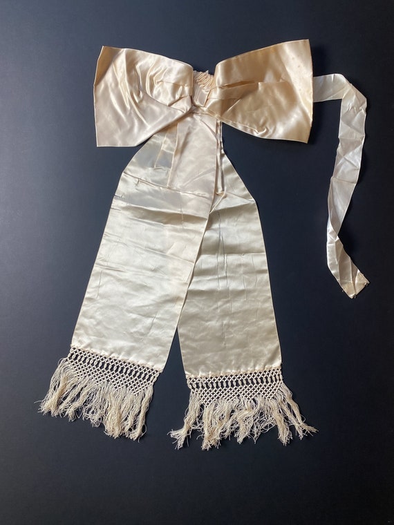Antique silk sash belt, 1880s belt with oversized 