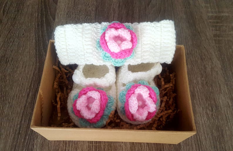 Hand Crocheted Baby Booty Headband Set with Gift box FREE SHIPPING