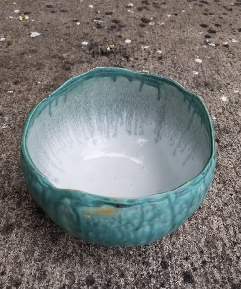 turquoise ceramic bowl pottery white bowl