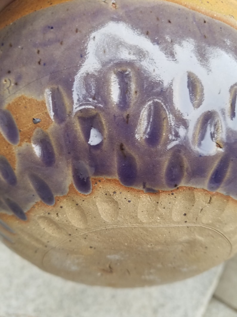 Purple and brown speckled ceramic bowl perfect gift carved bowl perfect decorative or serving bowl rustic style unique hand made pottery