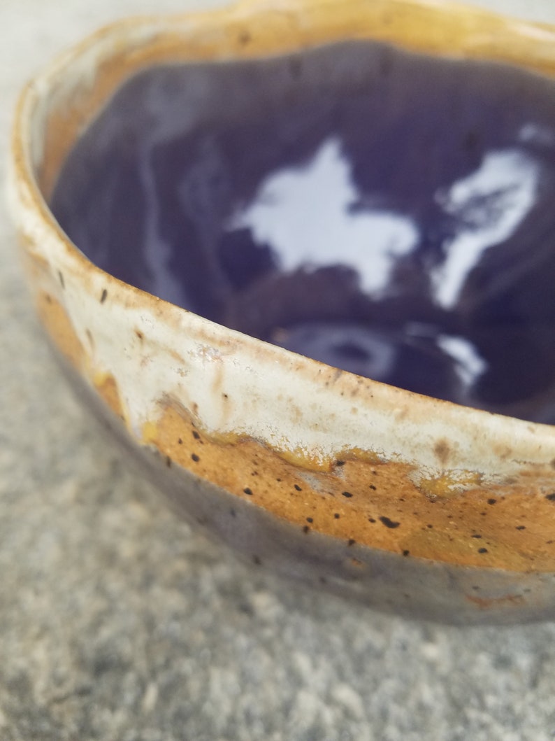 Purple and brown speckled ceramic bowl perfect gift carved bowl perfect decorative or serving bowl rustic style unique hand made pottery