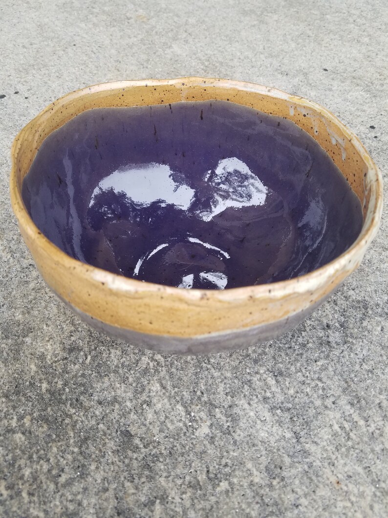 Purple and brown speckled ceramic bowl perfect gift carved bowl perfect decorative or serving bowl rustic style unique hand made pottery