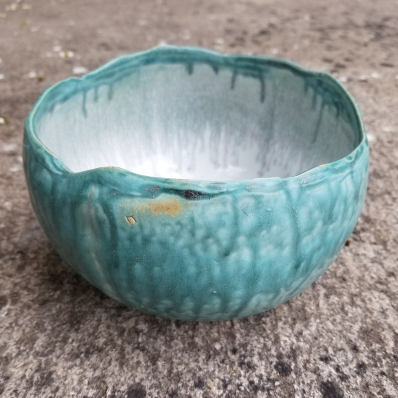 turquoise ceramic bowl pottery white bowl