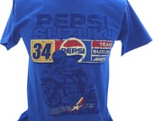 Pepsi Suzuki Retro Logo Classic 80 39 s Design T-shirt Tee blue