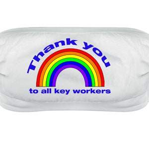 Vielen Dank an alle Keyworker Gesichtsmaske Abdeckung wiederverwendbare waschbare bequeme Passform weiß