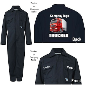 Kids children red or navy blue boiler suit overalls coveralls customise company trucker haulage overalls