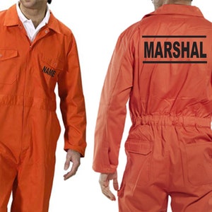 Orange Marshal personalise custom adult overalls printed coveralls workwear boiler suit