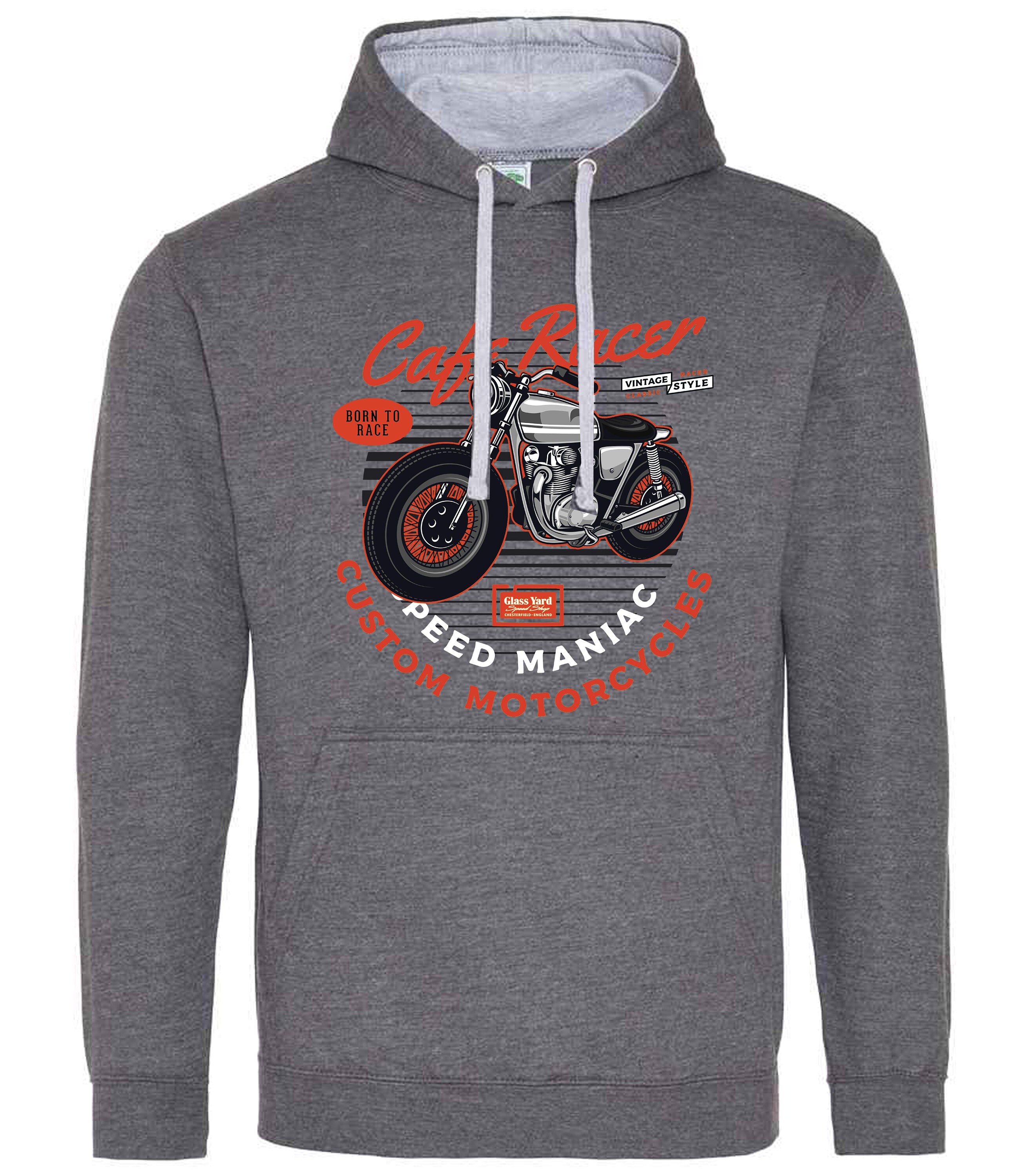 Motorcycle motorbike cafe racer speed maniac retro design grey hoodie sweat