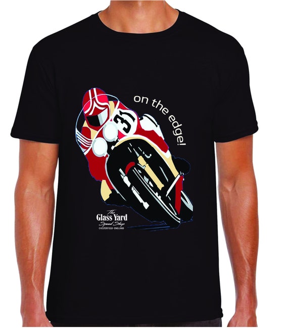 Motorcycle Motorbike on the Edge Retro Racing Design Red Black T