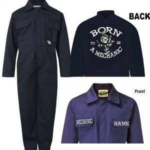 Childrens kids boiler suit overalls coveralls customise apprentice born to be a mechanic