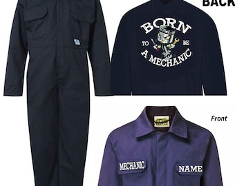 Childrens kids boiler suit overalls coveralls customise apprentice born to be a mechanic