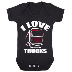 I Love Trucks Babygrow Body Strampler Schlafanzug Trucker LKW Fahrer