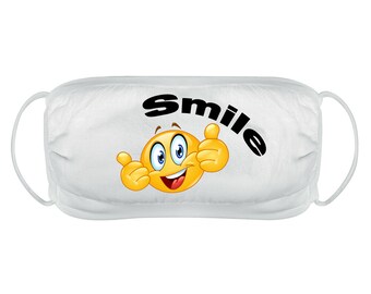 thumbnail image 2 of Rhinestone Smiley Face Mask Cover - Cotton, Reusable, Washable (Black, Yellow, Gold) Women's Half Mask 2 of 3