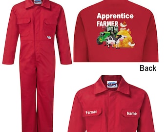 Kids children boiler suit overalls coveralls customise customize apprentice farmer animals