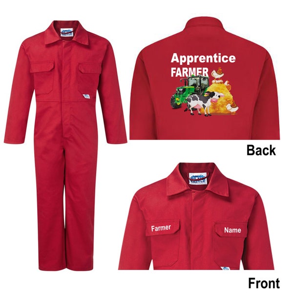 Kids children boiler suit overalls coveralls customise customize apprentice farmer animals