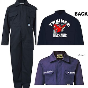 Kids children red or blue boiler suit overalls coveralls customise customize trainee bike mechanic