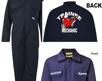 Kids children red or blue boiler suit overalls coveralls customise customize trainee bike mechanic