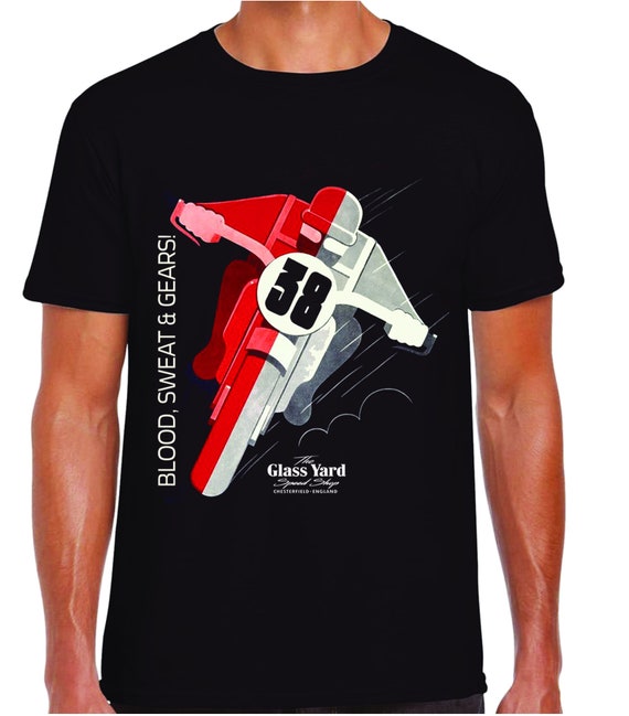 Motorcycle Motorbike Blood Sweat Gears Retro Racing Design Red