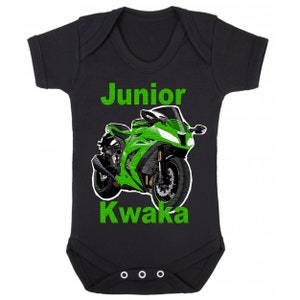 Junior baby Kwaka biker motorcycle black romper sleep suit kids boy girl 100% cotton