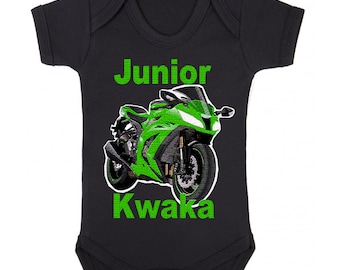 Pijama de bebé niño y niña, 100 % algodón, color negro, con diseño de motociclista Kwaka