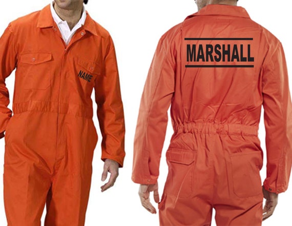 Orange Marshall Marshal adult overalls custom printed coveralls workwear  boiler suit