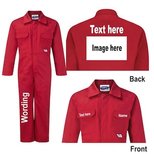 Children kids red blue royal blue boiler suit overalls coveralls personalize customized