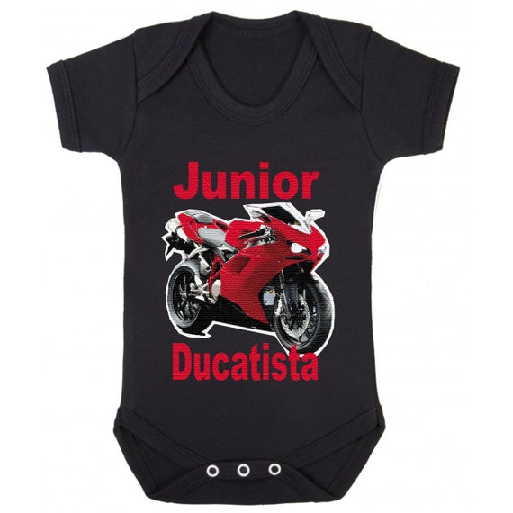 Junior baby Ducatista biker motorcycle black romper suit kids boy girl 100%  cotton