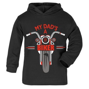 My Dad is a biker motorcycle toddler baby childrens kids black hoodie 100% cotton