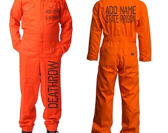 Tuta da prigione arancione, tuta di Halloween, tuta intera, crossplay personalizzato, Deathrow