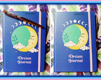 Celestial Moon & Dream Journal/Diary/Notebook With Amethyst Chip Filled Ball Point Pen!