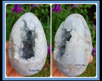 Celestite Gemstone Crystal Egg With Cave Window! Large, Natural, Ethically Sourced Specimen! #1