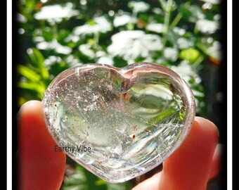 High Grade Quartz Gemstone Crystal Carved Heart! Natural Untreated Raw #QCH3. Ethically Sourced.