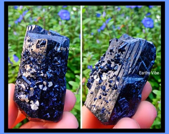 Black Tourmaline w/Silver Mica Inclusion Gemstone Crystal! Raw Natural Untreated, Ethically Sourced.