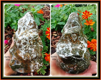 Ocean Jasper Gemstone Crystal Carved Flame! XL 1.18kg Natural Untreated, Ethically Sourced! Wow!