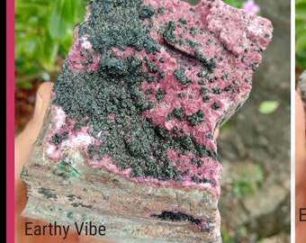 Pink Salrose w/Heterogenite Inclusion Gemstone Crystal! Raw Untreated, 323gms. Ethically Sourced.