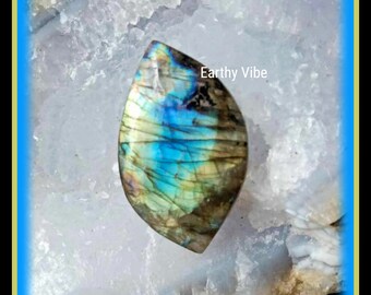 Labradorite Gemstone Crystal Flat Back Cabochon AA Grade Natural Untreated #L13. Ethically Sourced