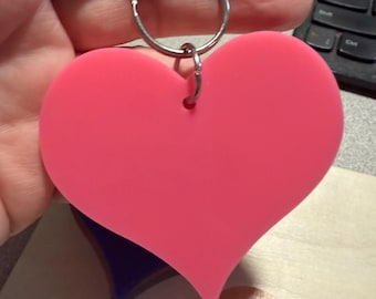 3 Inch Acrylic Heart  – Pink or Blue Heart Charm